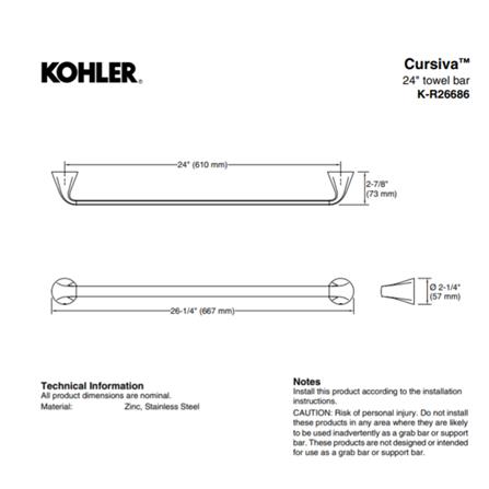 ราวแขวนผ้า KOHLER K-R26686-CP สีโครม_1