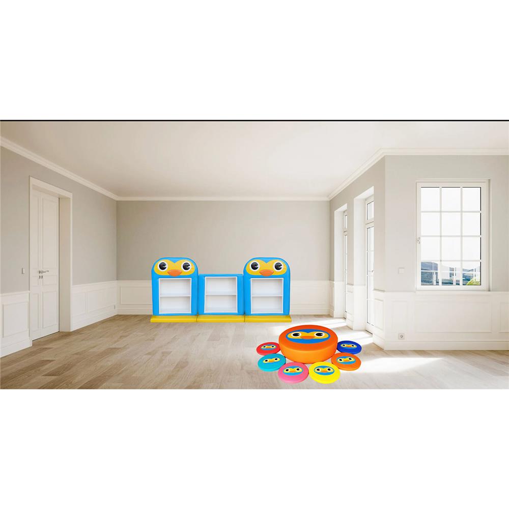 ชั้นวางของเด็กมินิแบบตั้งพื้น PLAY SANOOK เพนกวิน สีฟ้า/เหลือง