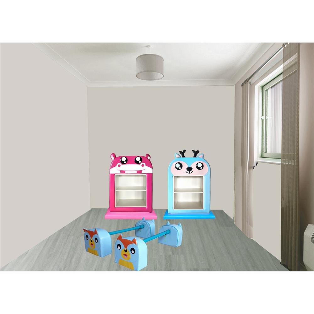 ชั้นวางของเด็กมินิแบบตั้งพื้น PLAY SANOOK ฮิปโป สีชมพู/ขาว