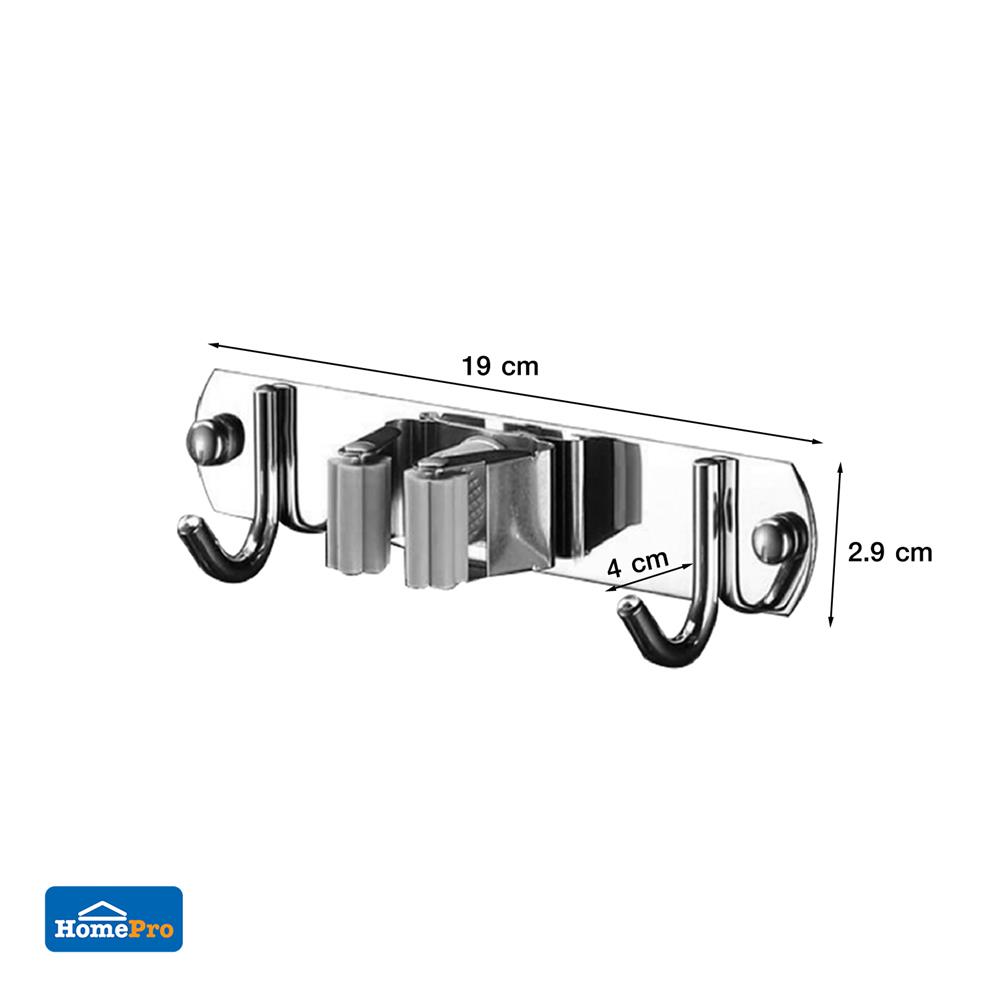ที่แขวนไม้ม็อปติดผนัง PLIM TITAN 1คลิป 2ตะขอ สีเทา