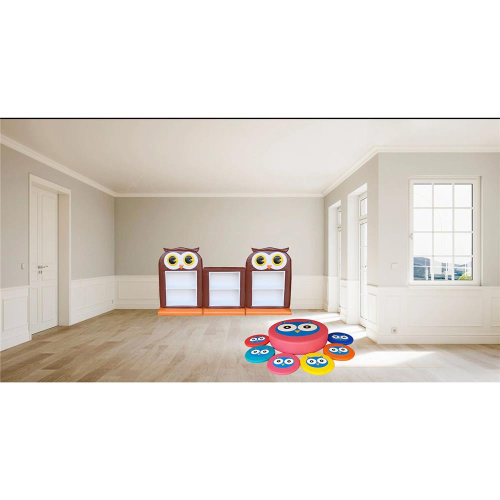 ชั้นวางของเด็กมินิแบบตั้งพื้น PLAY SANOOK นกฮูก สีน้ำตาล/ขาว