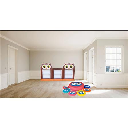 ชั้นวางของเด็กมินิแบบตั้งพื้น PLAY SANOOK นกฮูก สีน้ำตาล/ขาว_1