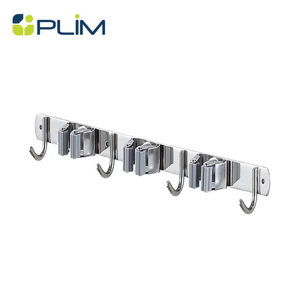 ที่แขวนไม้ม็อปติดผนัง PLIM TITAN 3คลิป 4ตะขอ สีเทา