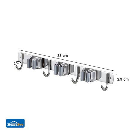 ที่แขวนไม้ม็อปติดผนัง PLIM TITAN 3คลิป 4ตะขอ สีเทา_3