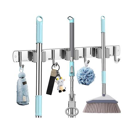 ที่แขวนไม้ม็อปติดผนัง PLIM TITAN 3คลิป 4ตะขอ สีเทา_1