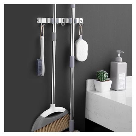 ที่แขวนไม้ม็อปติดผนัง PLIM TITAN 2คลิป 3ตะขอ สีเทา_4