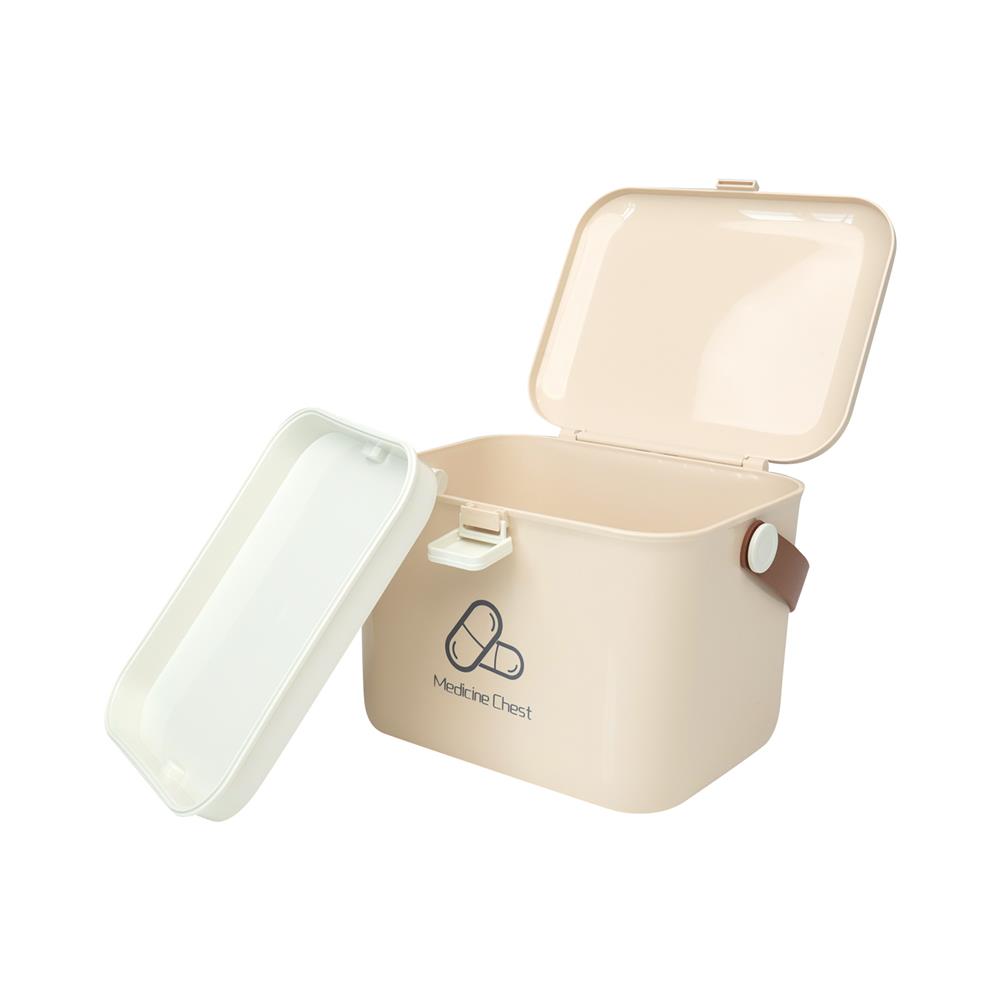 กล่องจัดเก็บยาขนาดเล็ก มีหูหิ้ว STACKO 25x22x19.5 ซม. สีเบจ