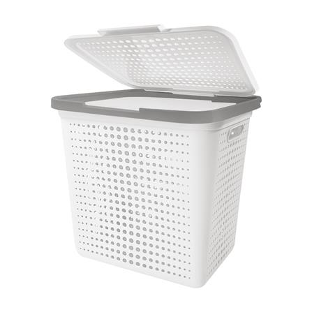 ตะกร้าผ้าเหลี่ยมมีฝา PLIM BUBBLE M สีขาว_3