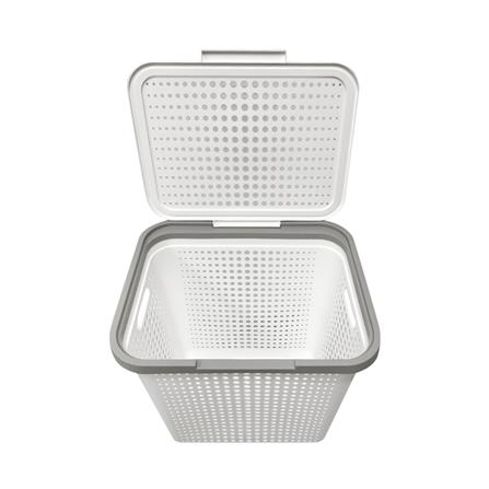 ตะกร้าผ้าเหลี่ยมมีฝา PLIM BUBBLE M สีขาว_4
