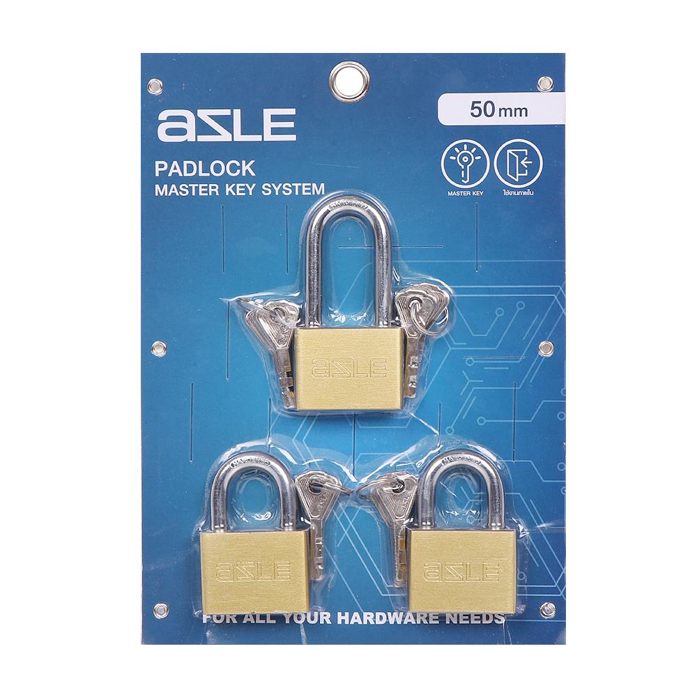 กุญแจมาสเตอร์คีย์ AZLE 50 มม. สีทองเหลืองขัดเงา (แพ็ก 3 ชิ้น)