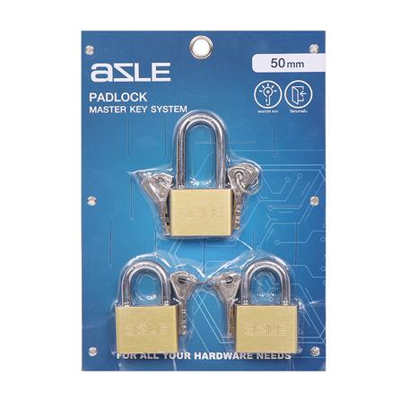 กุญแจมาสเตอร์คีย์ AZLE 50 มม. สีทองเหลืองขัดเงา (แพ็ก 3 ชิ้น)_2