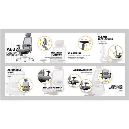 เก้าอี้สำนักงาน FURDINI DOMINIC ตาข่าย/ผ้า สีเทา_15