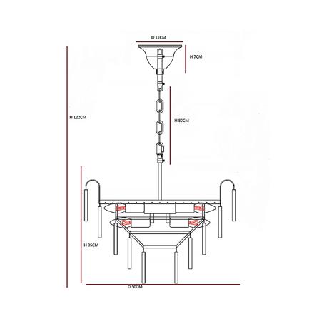 ไฟช่อ CARINI 8850-50 สีดำ/ทอง/ขาว 1หัว_2