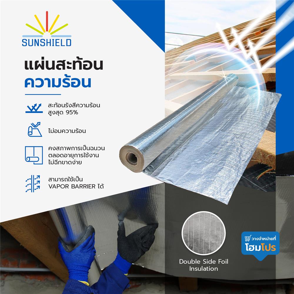 แผ่นสะท้อนความร้อน SUNSHIELD EXTRA 1.25X20 เมตร 2 ด้าน