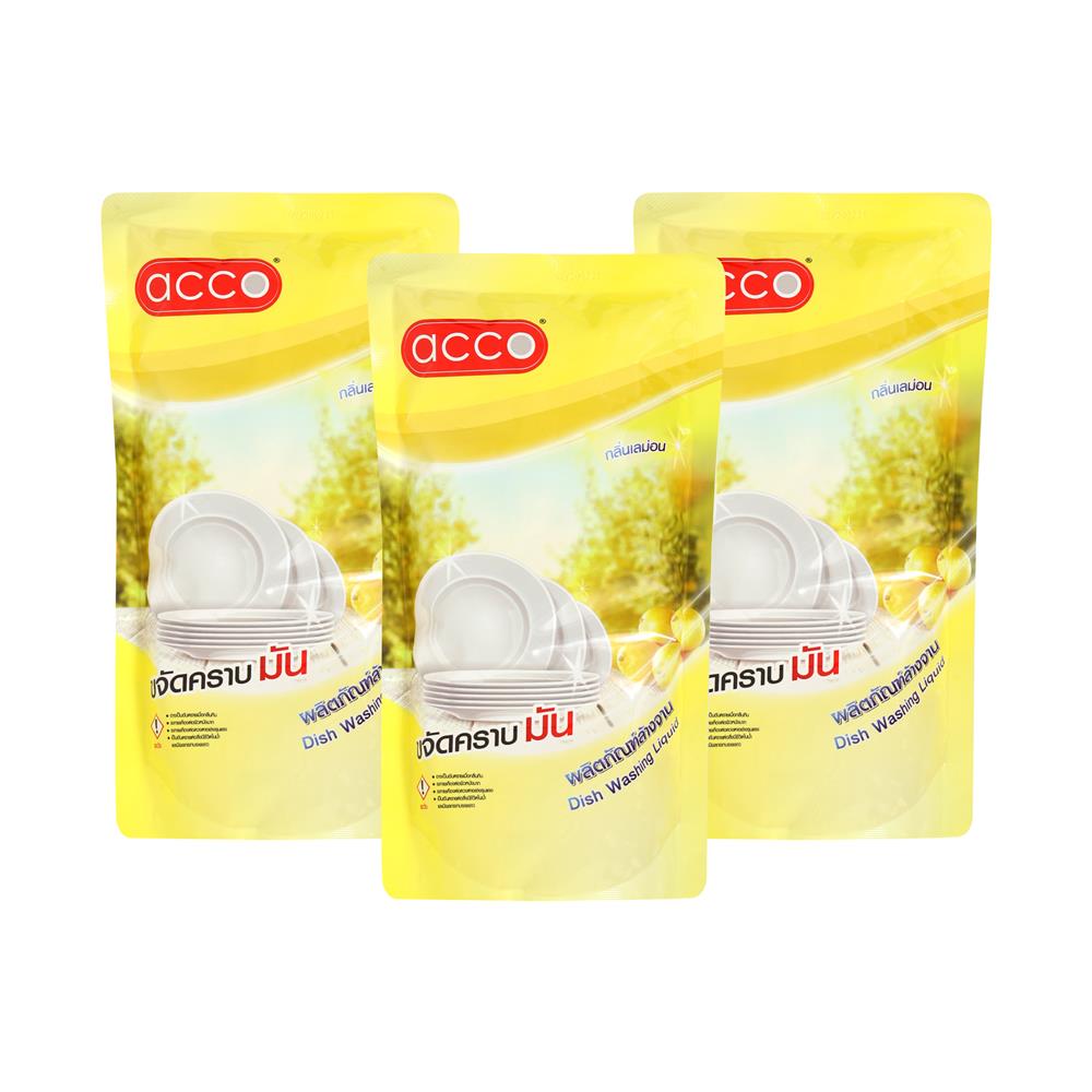 รีฟิลน้ำยาล้างจาน ACCO กลิ่นเลมอน 550 มล. แพ็ก 3 ชิ้น