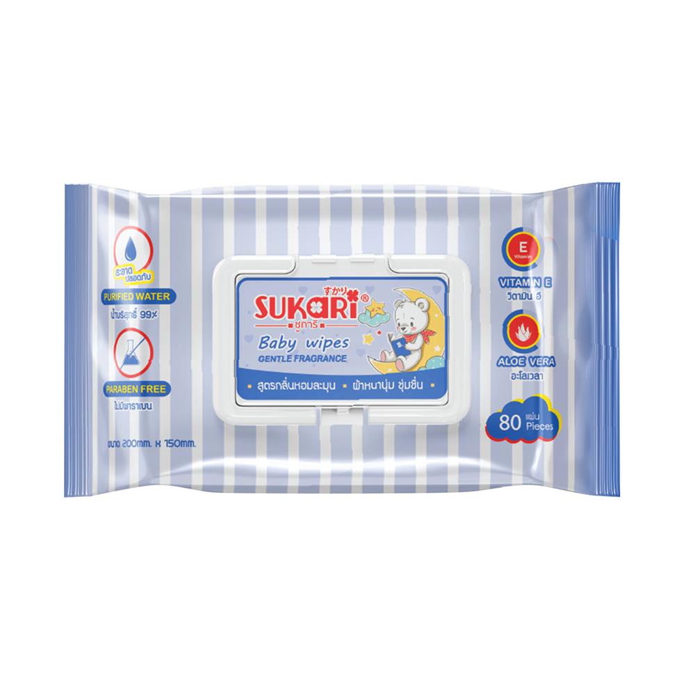 ผ้าเช็ดทำความสะอาด SUKARI BABY CLEAN GENTLE 80 แผ่น