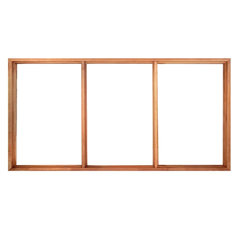 วงกบหน้าต่างไม้แดงมาเลย์ N888 3 ช่อง มีแกน 180X100 ซม. สีธรรมชาติ