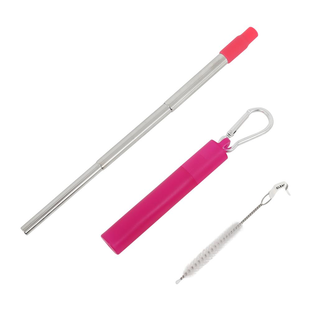 หลอด+แปรงทำความสะอาดพกพา KECH สีชมพู