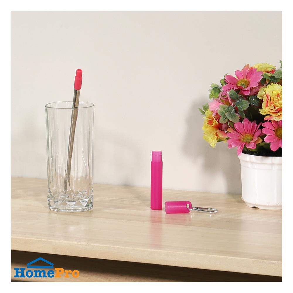 หลอด+แปรงทำความสะอาดพกพา KECH สีชมพู