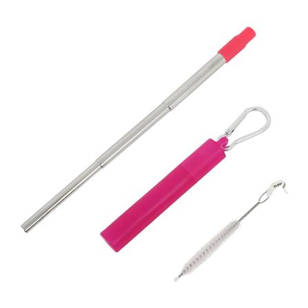 หลอด+แปรงทำความสะอาดพกพา KECH สีชมพู_0