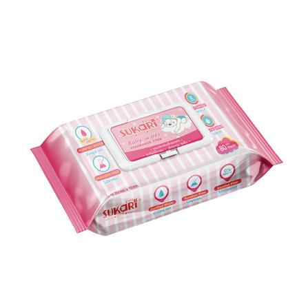 ผ้าเช็ดทำความสะอาด SUKARI BABY WIPES ไม่มีน้ำหอม 80 แผ่น_1