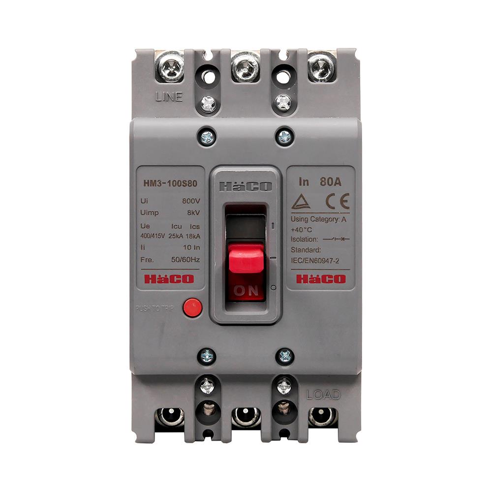 เมนเซอร์กิตเบรกเกอร์ 80 แอมป์ 3 เฟส HACO รุ่น MCCB