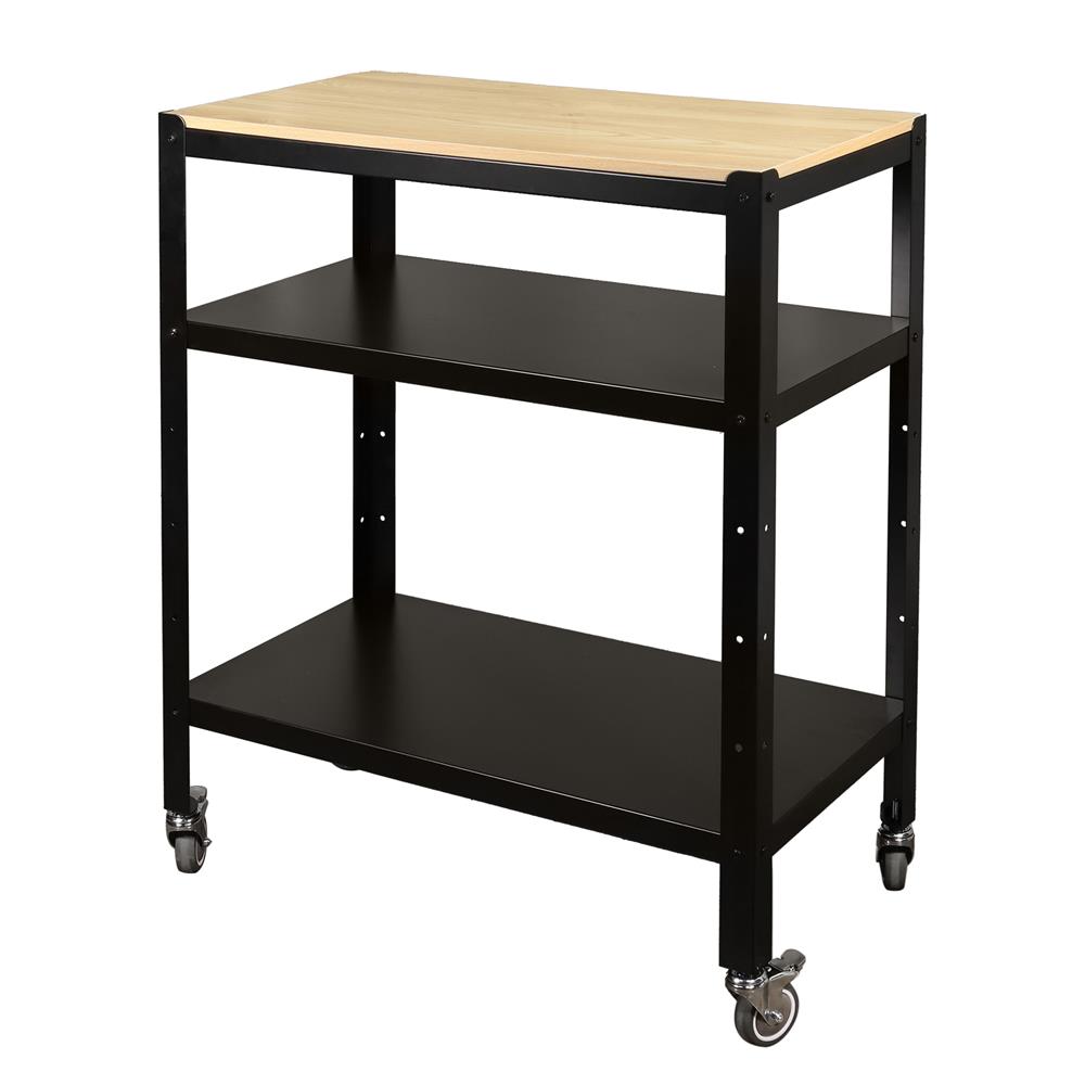 ชั้นวาง 3 ชั้น มีล้อ FURDINI ZIR3-9643 สีดำ/ไวท์โอ๊ค