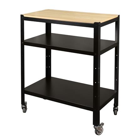 ชั้นวาง 3 ชั้น มีล้อ FURDINI ZIR3-9643 สีดำ/ไวท์โอ๊ค