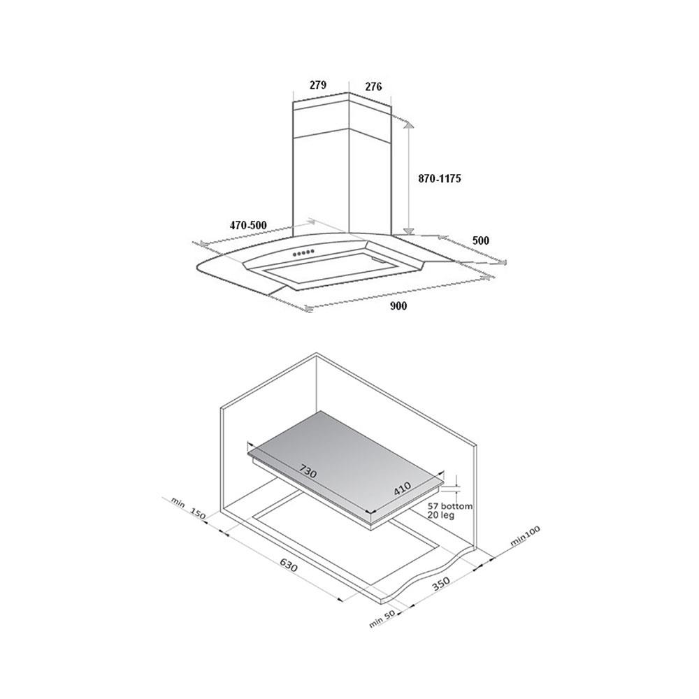 เตาฝัง+เครื่องดูดควัน LINEA GL732G+LDA90
