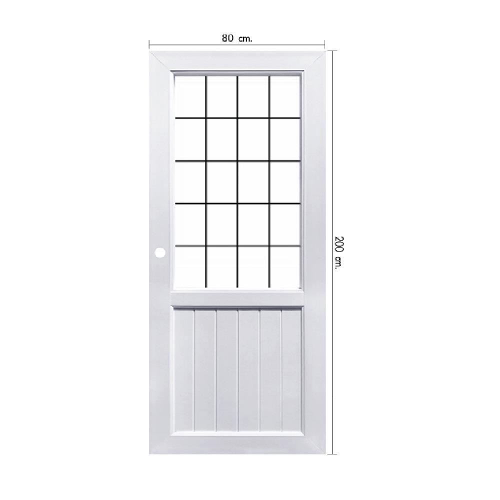 ประตู UPVC กระจกนิรภัย ECO-DOOR S1 80X200 ซม. เจาะลูกบิด