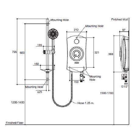 เครื่องทำน้ำอุ่น ENGLEFIELD K-27846X-BL 4,500 วัตต์ สีดำ_3