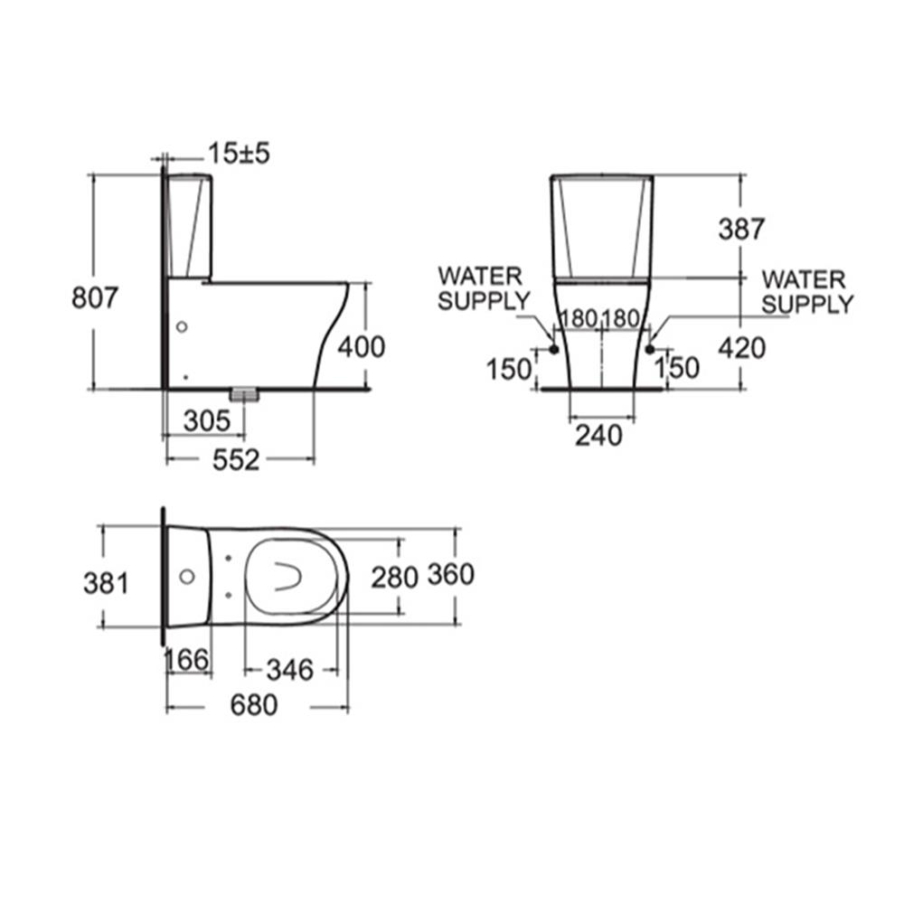 สุขภัณฑ์ 2 ชิ้น AMERICAN STANDARD 2625SC-WT-0 3/4.5L สีขาว