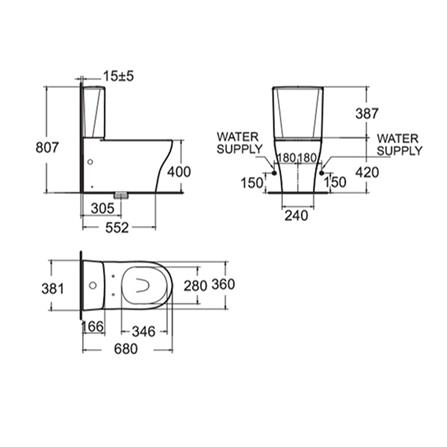 สุขภัณฑ์ 2 ชิ้น AMERICAN STANDARD 2625SC-WT-0 3/4.5L สีขาว_1