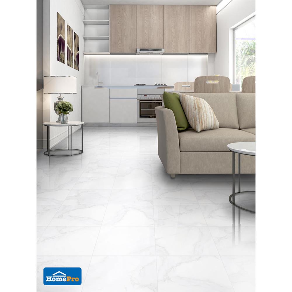 กระเบื้องพื้นพอร์ซเลน  16x16 นิ้ว COTTO เบอร์เรี่ยน ขาว ExC PM 0.96M2