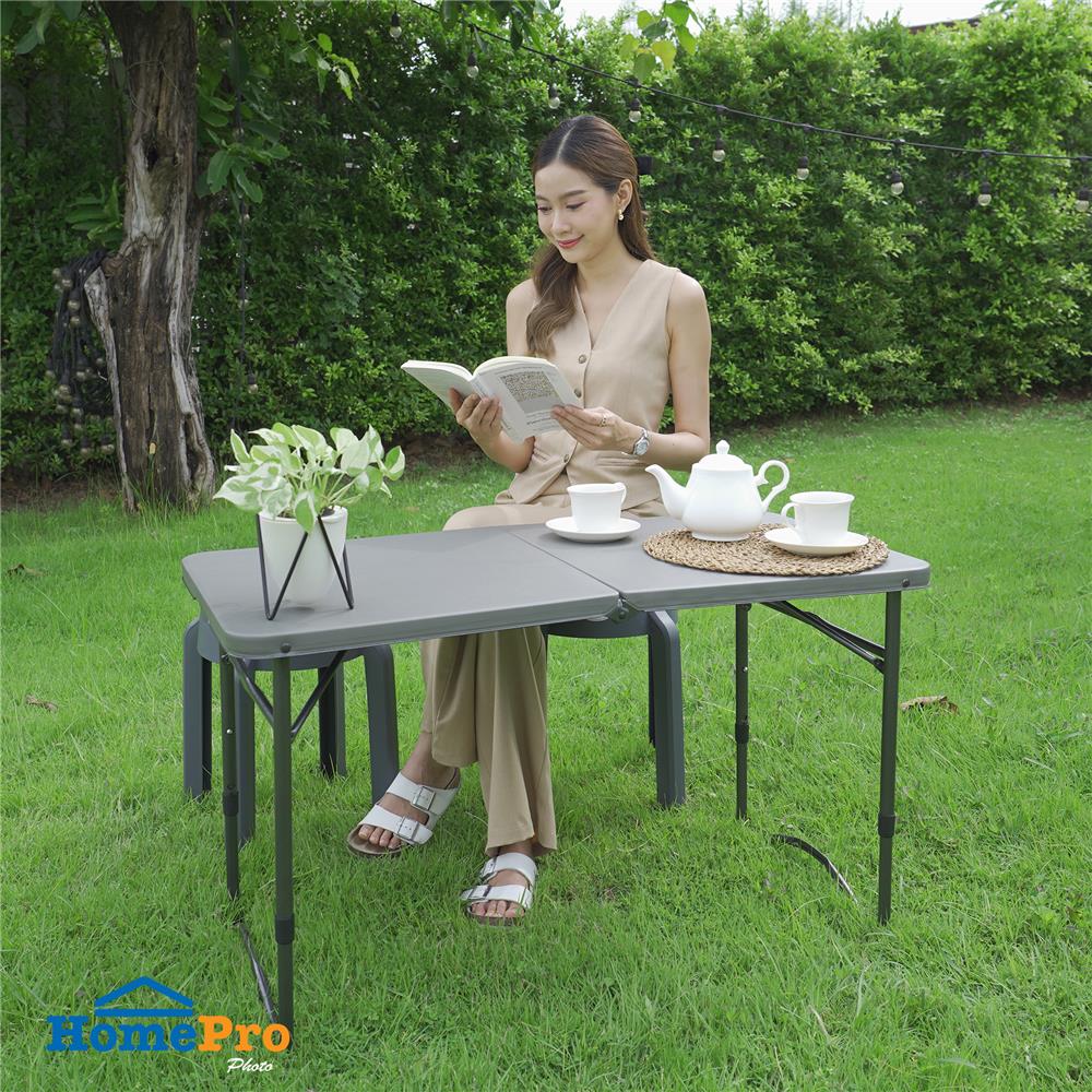 โต๊ะอเนกประสงค์พับครึ่ง 3 ระดับ SPRING 100 ซม. สีเทา