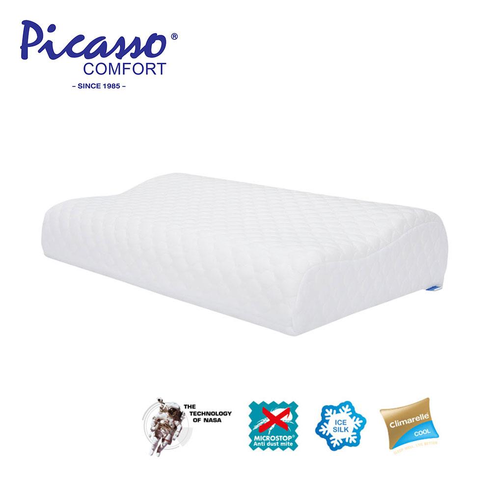หมอนสุขภาพ เมมโมรี่โฟม PICASSO ICE SILK CONTOUR 36X60X12 ซม. สีขาว