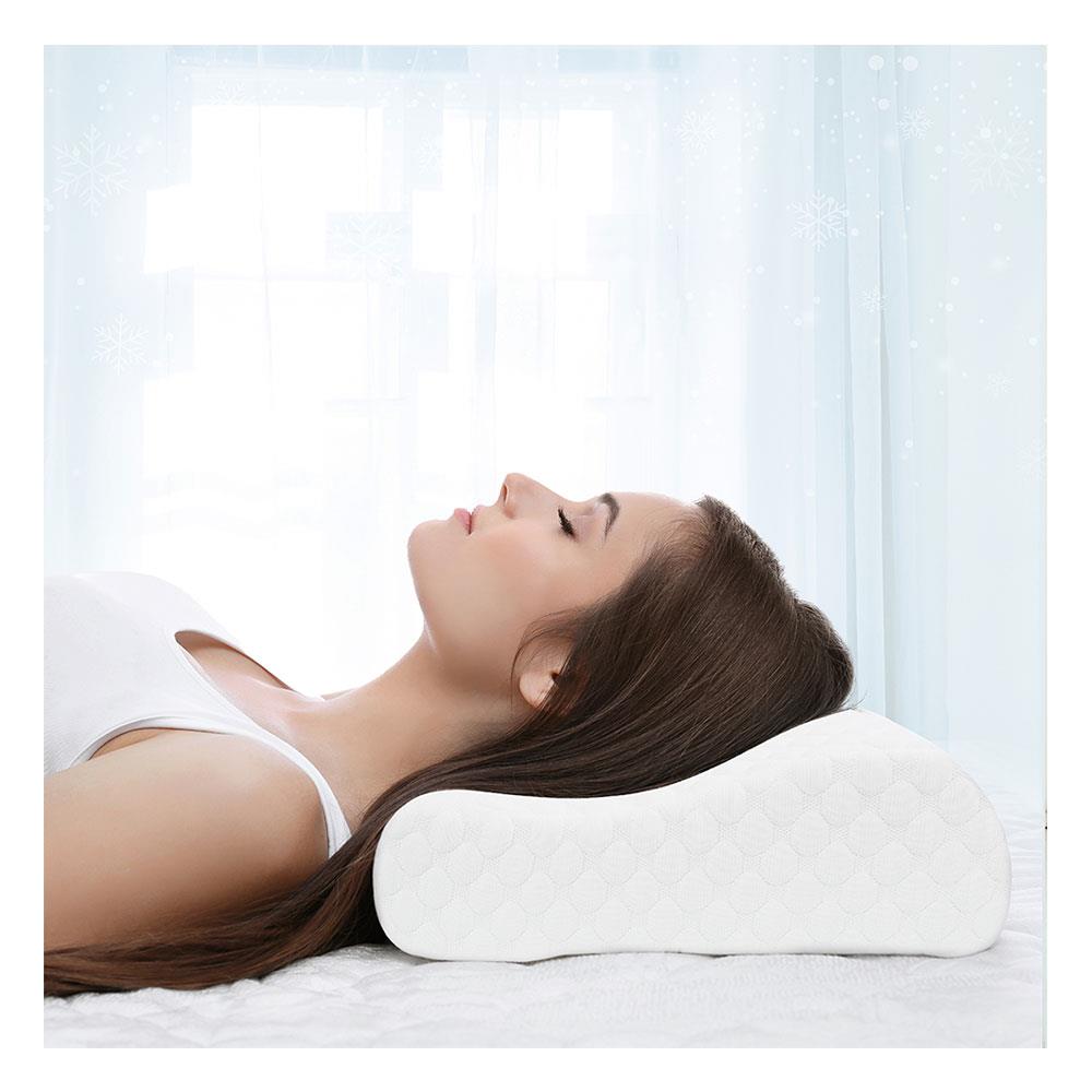 หมอนสุขภาพ เมมโมรี่โฟม PICASSO ICE SILK CONTOUR 36X60X12 ซม. สีขาว