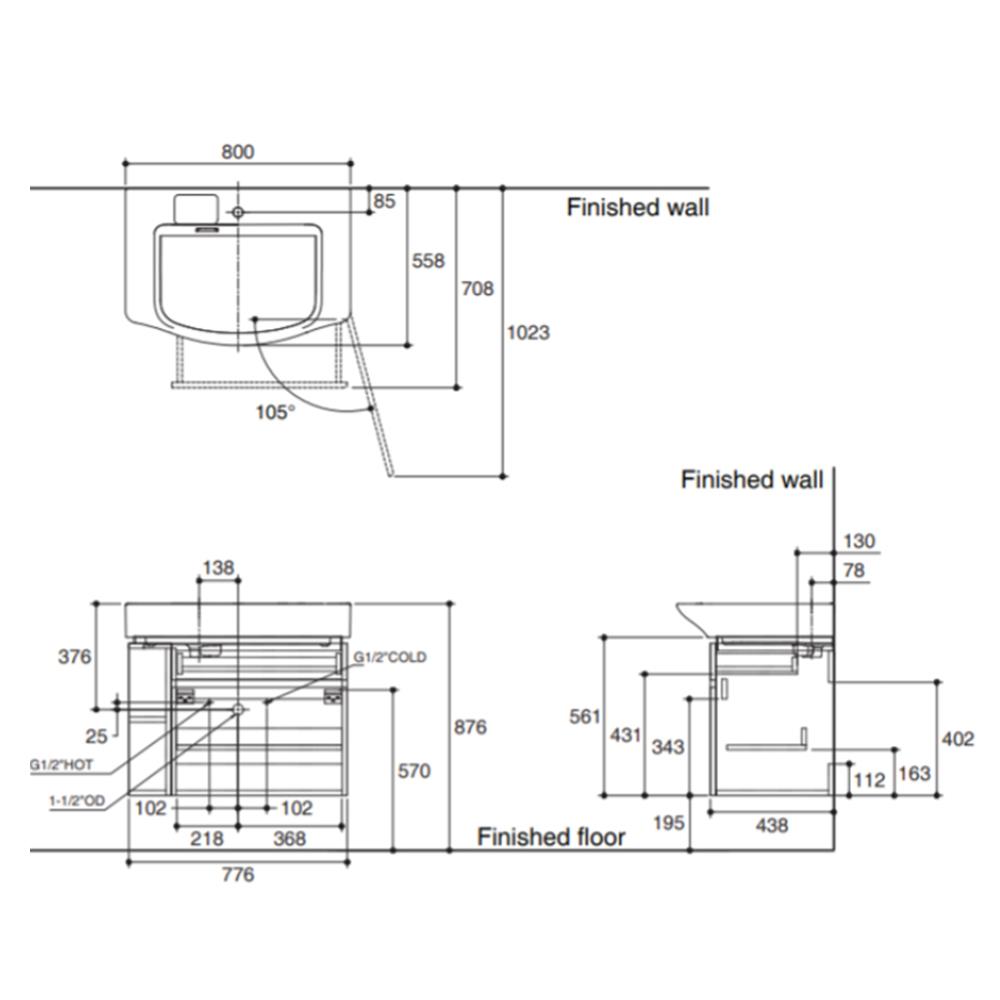 เคาน์เตอร์ KOHLER K-31501X-L-PD1 สีขาว
