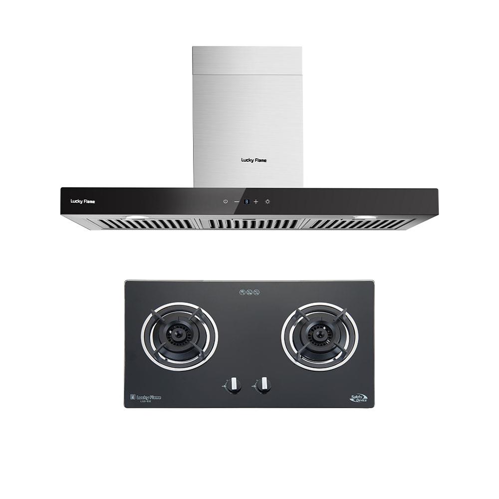 เตาฝัง+เครื่องดูดควัน LUCKY FLAME LGS932+RG971T