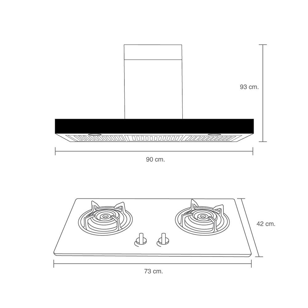 เตาฝัง+เครื่องดูดควัน LUCKY FLAME LGS932+RG971T