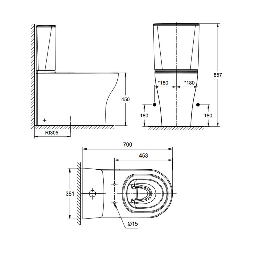 สุขภัณฑ์ 2 ชิ้น AMERICAN STANDARD 2626SC-WT-0 3/4.5 ลิตร สีขาว