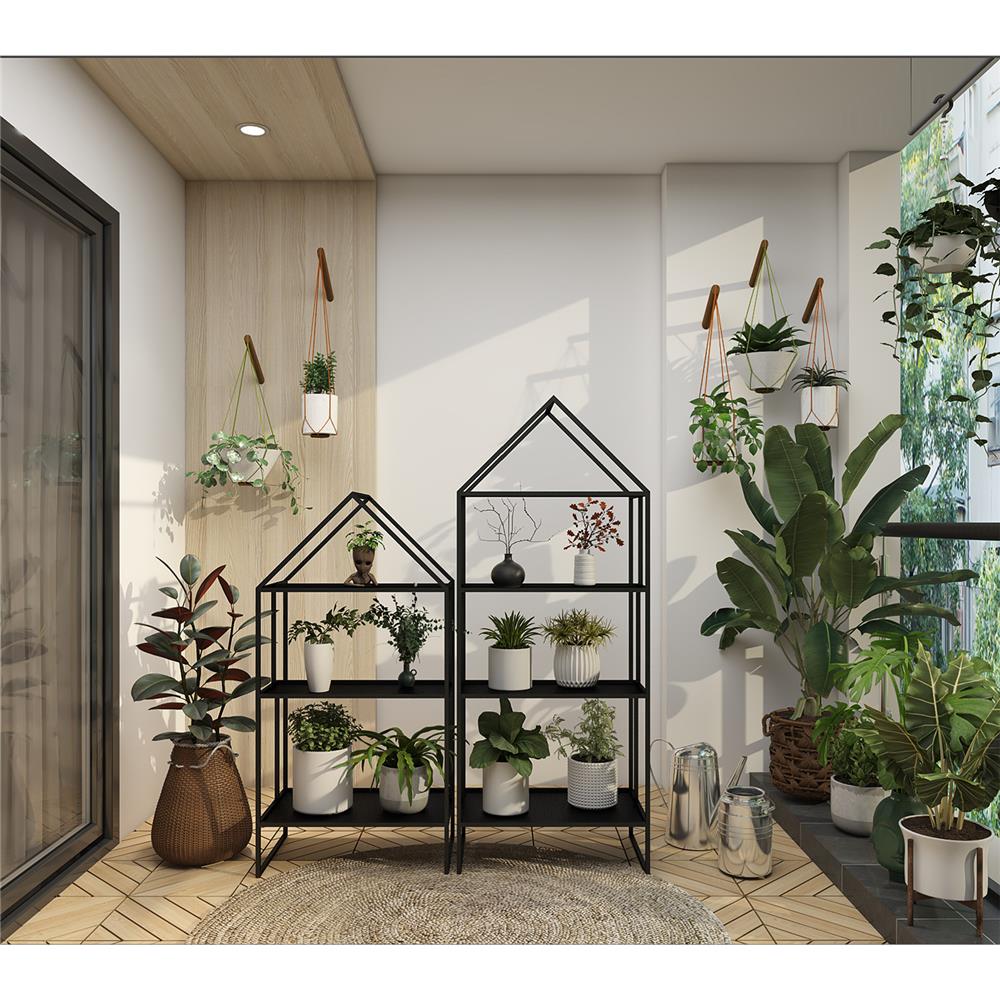 ชั้นวางกระถางต้นไม้ 3 ชั้น SPRING COLT สีดำ