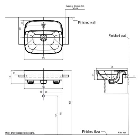 อ่างล้างหน้าแบบฝังครี่งเคาน์เตอร์  AMERICAN STANDARD WP-0320-WT สีขาว_2