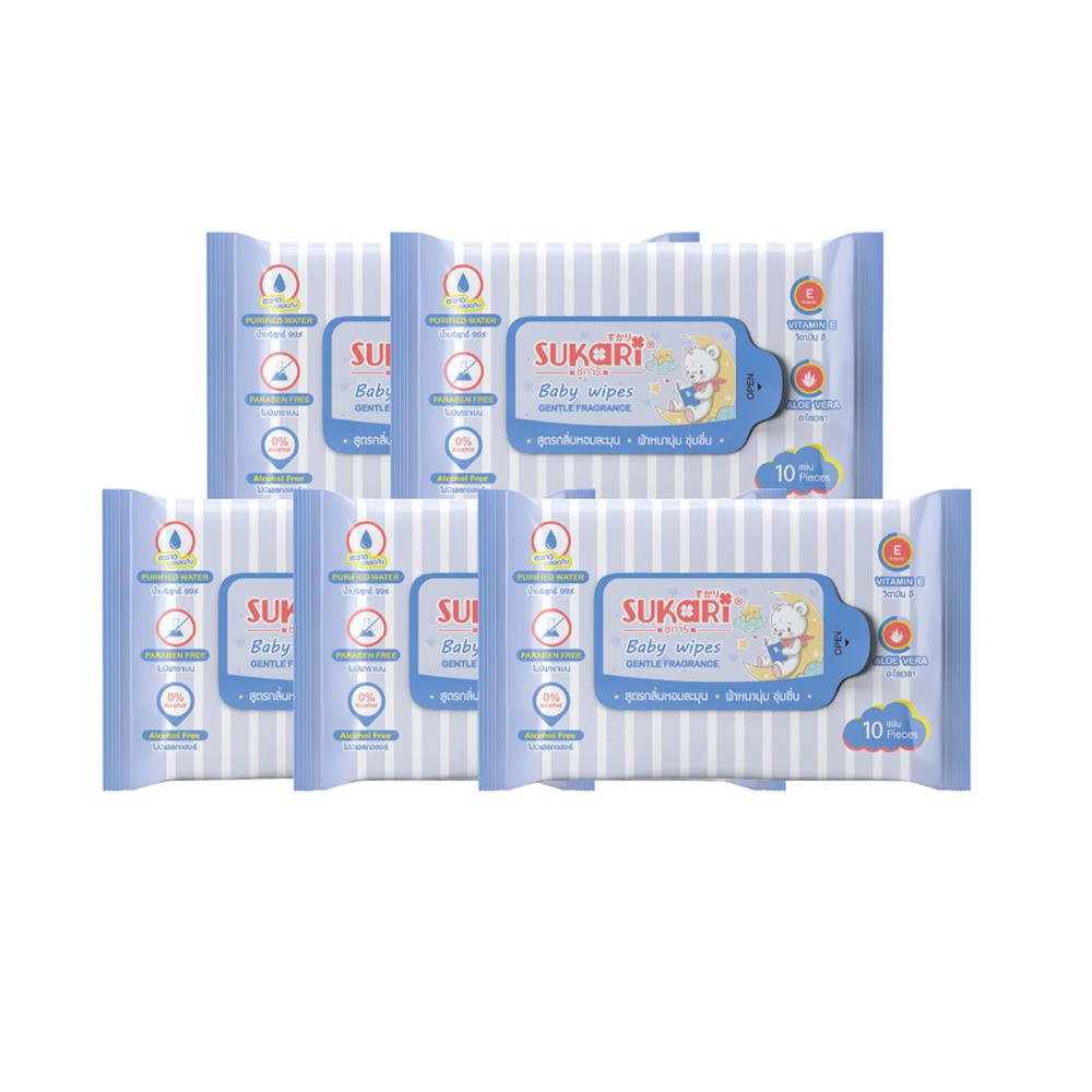 ผ้าเช็ดทำความสะอาด SUKARI GENTLE FRAGRANCE 10 แผ่น (แพ็ก 5 ชิ้น)