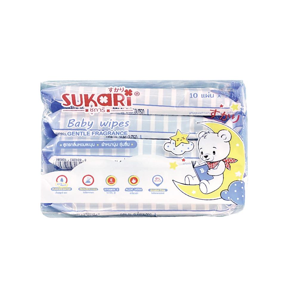 ผ้าเช็ดทำความสะอาด SUKARI GENTLE FRAGRANCE 10 แผ่น (แพ็ก 5 ชิ้น)
