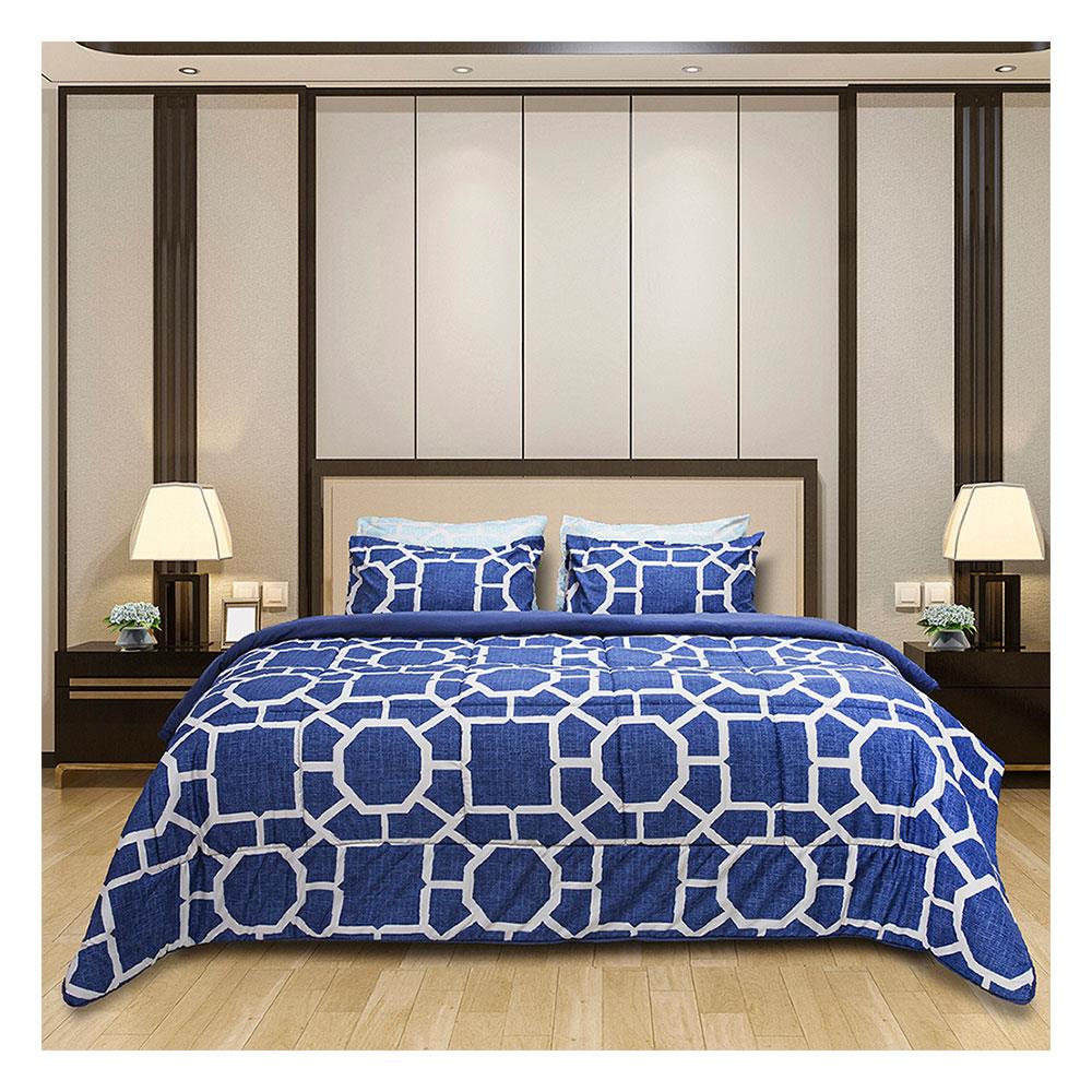 ชุดผ้าปูที่นอน 6 ฟุต 6 ชิ้น PICASSO BASIC สี ROME NAVY BLUE