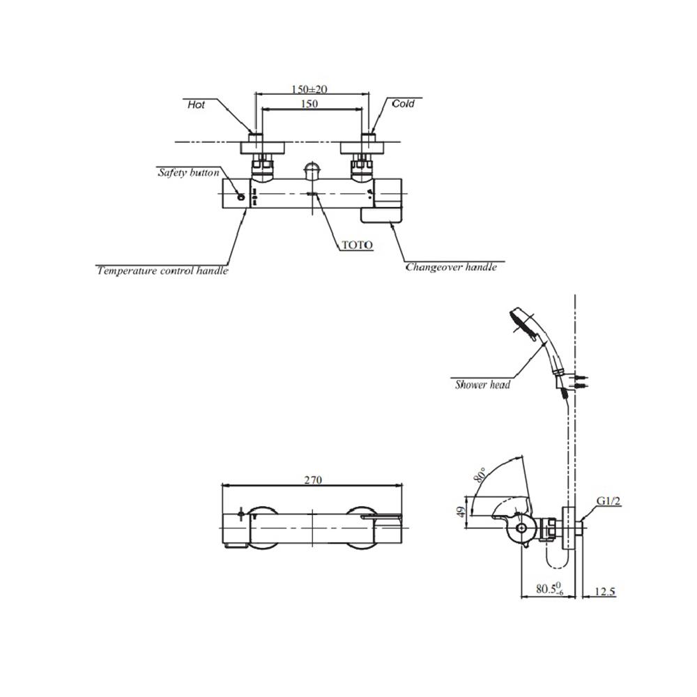 ก๊อกผสมยืนอาบ TOTO TBV03431T