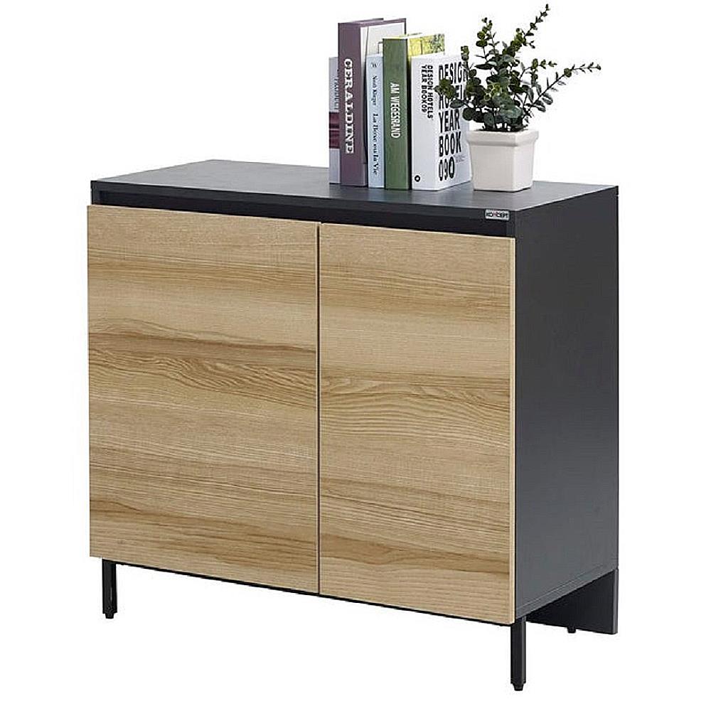 ตู้เตี้ยบานเปิด KONCEPT WORKA 80 ซม. สีลินด์เบิร์กโอ๊ค/เทาดำ