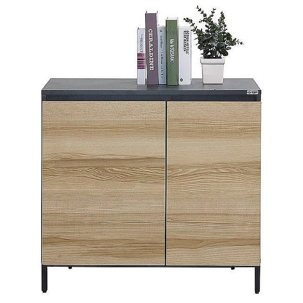 ตู้เตี้ยบานเปิด KONCEPT WORKA 80 ซม. สีลินด์เบิร์กโอ๊ค/เทาดำ