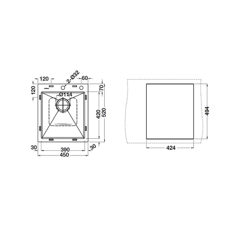 ซิงค์ฝัง 1หลุม HAFELE MARIA 495.39.601 สีเงิน